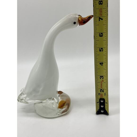 Vintage Hand Glass Blown White Goose Duck 7.5”H Figurine Statue Collectible - Picture 8 of 10
